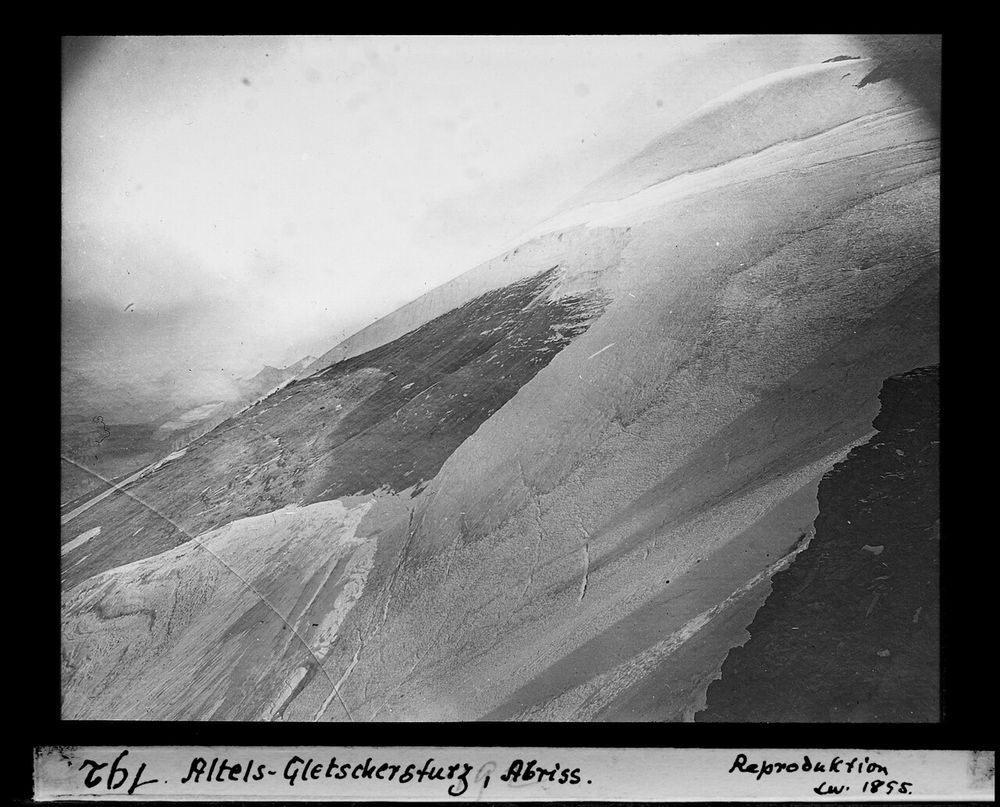 The break-off zone on the Altels, September 1895. Photo: Leo Wehrli, ETH Library.