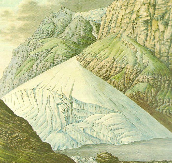 The Giétro Glacier in 1818, painted by Hans Conrad Escher von der Linth.