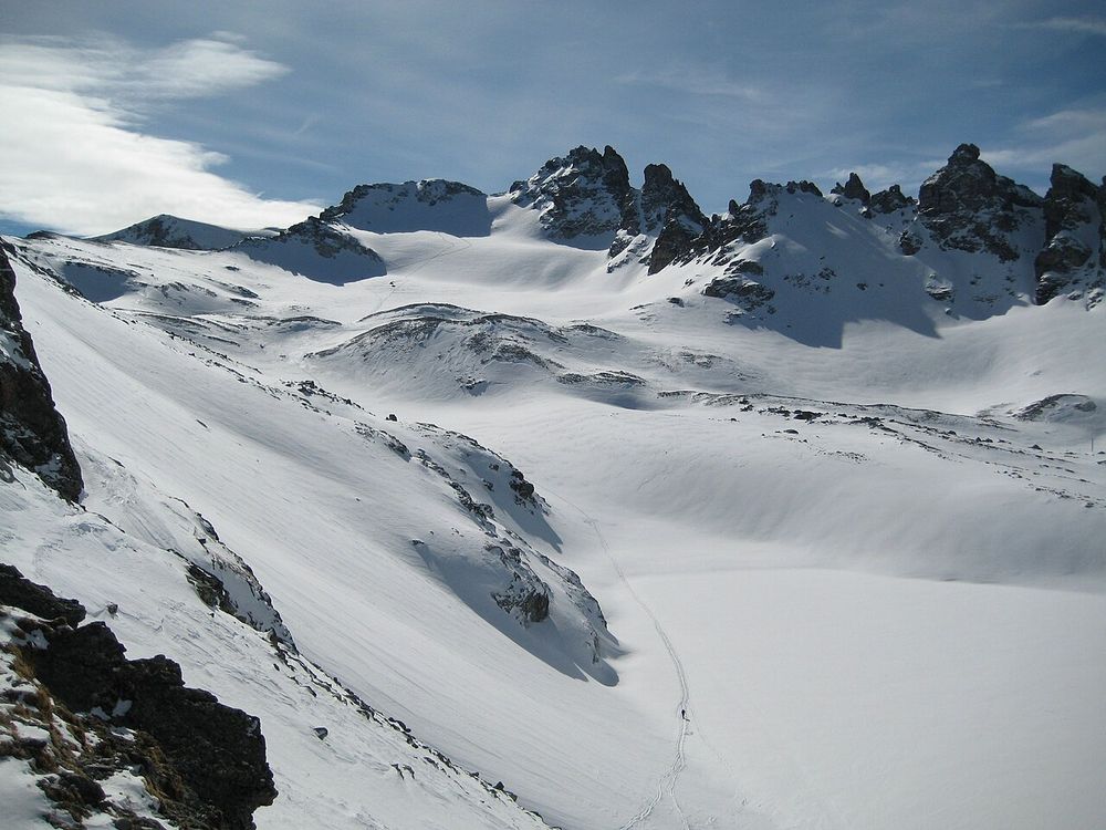 Looking over the glacier to the Pizol summit, 2008.